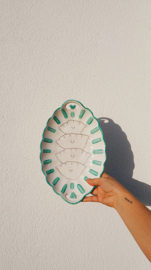 Bandeja gyozas verde agua