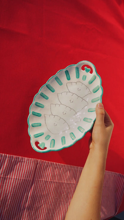 Bandeja gyozas verde agua